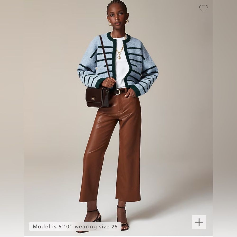 J. Crew Slim wide-leg pant in faux leather • size 27 • BU138 • Brown Sugar